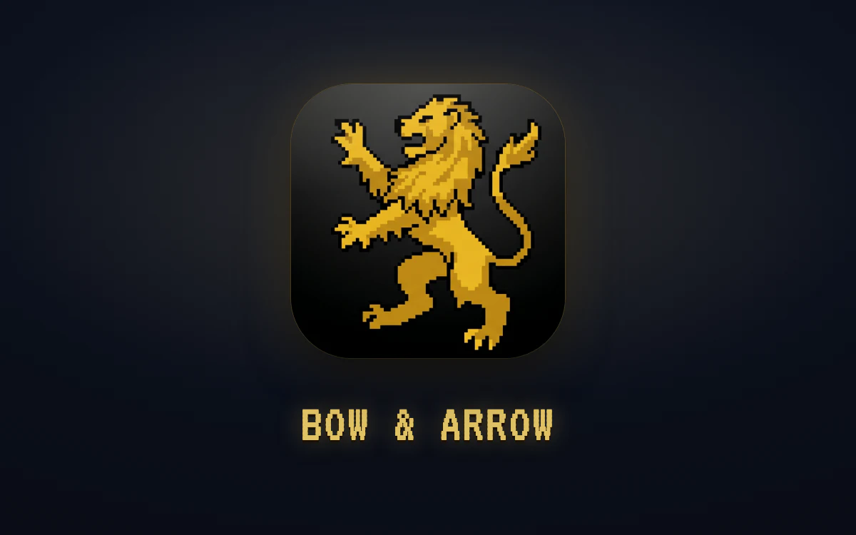 Bow and Arrow — App-Symbol mit dem goldenen Wappenlöwen